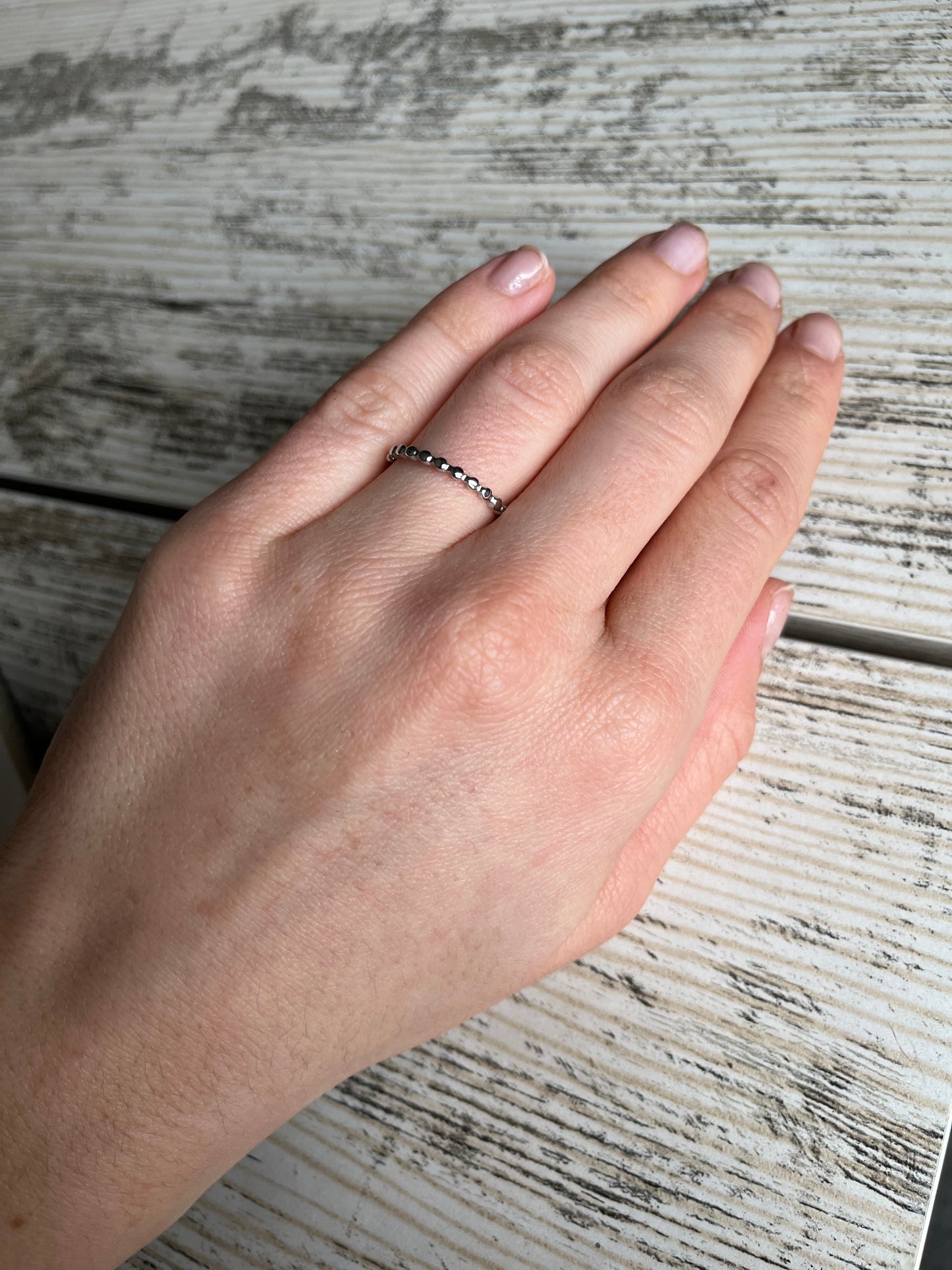 Bague fine argent en acier inoxydable Porte de face pour adolescente et femme