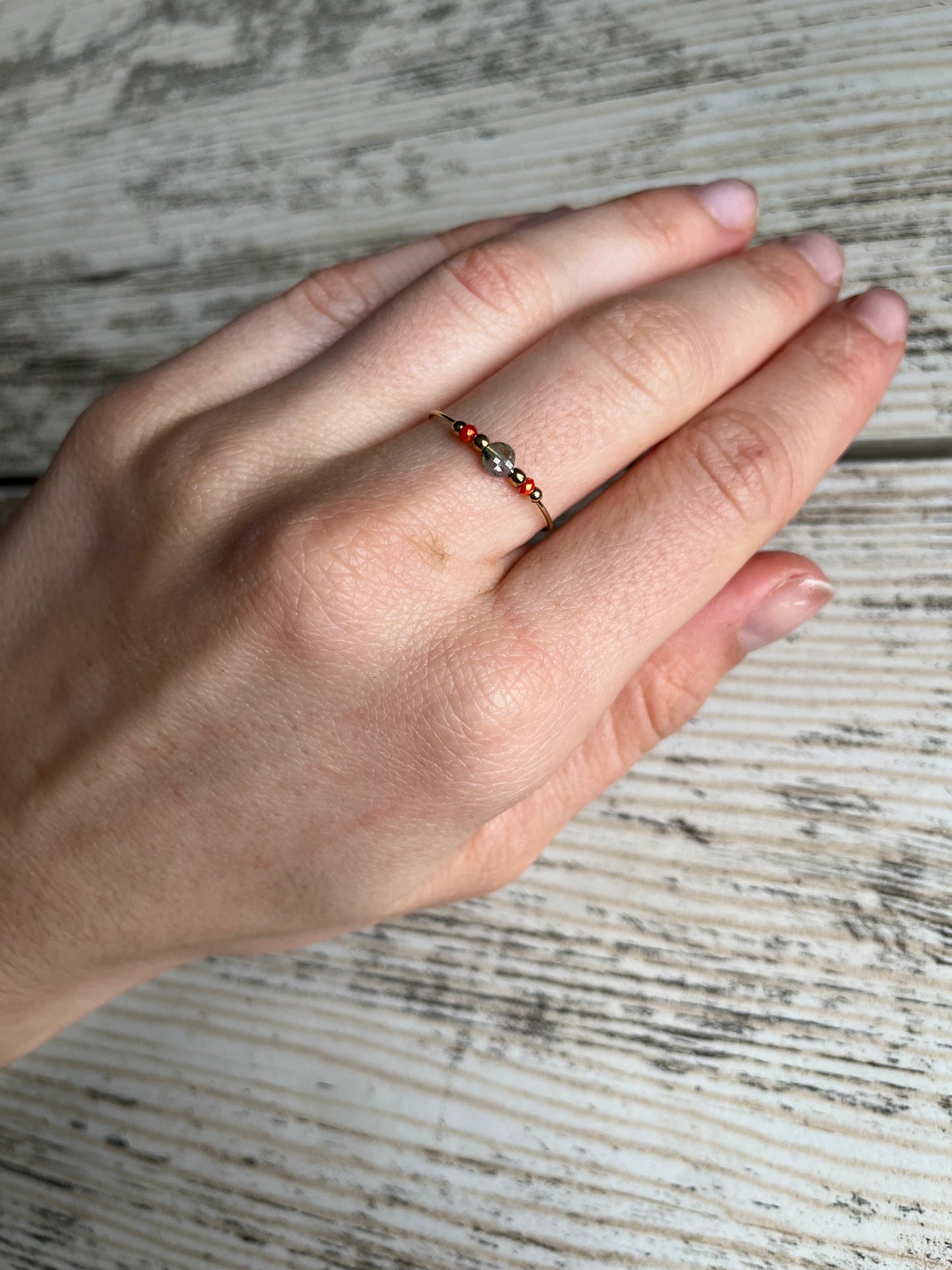Bague, acier, inoxydable, petite pierre, bague réglable