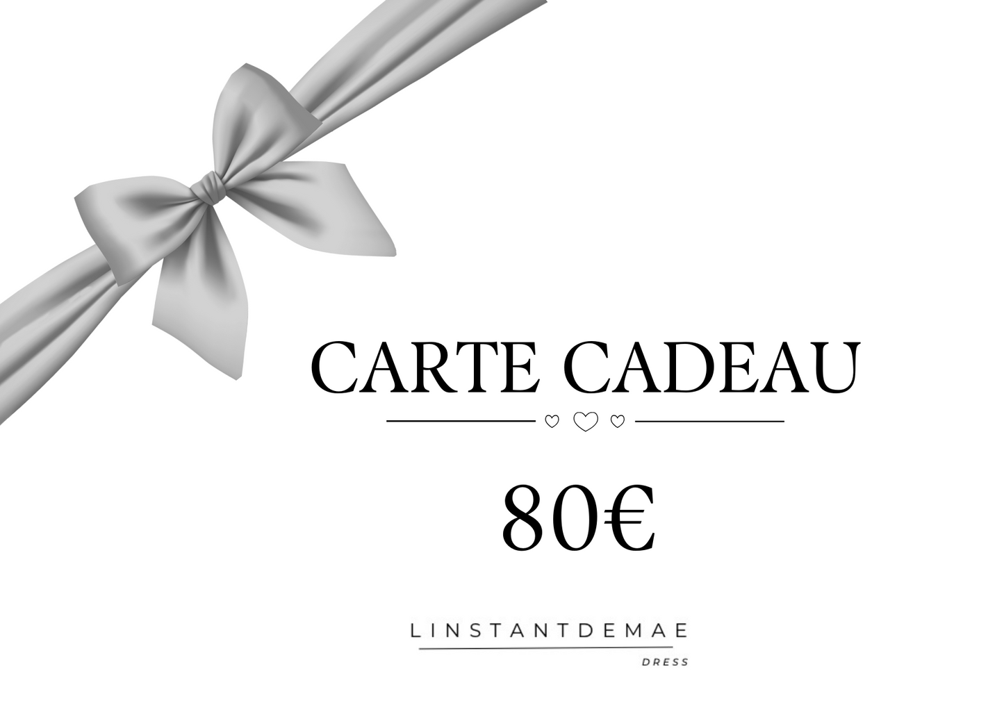 Carte cadeau, valable sur l’ensemble de la boutique 80 €