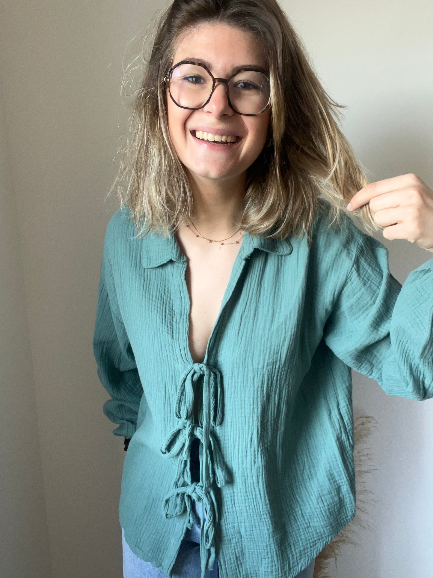 couleur céladon, en gaze de coton