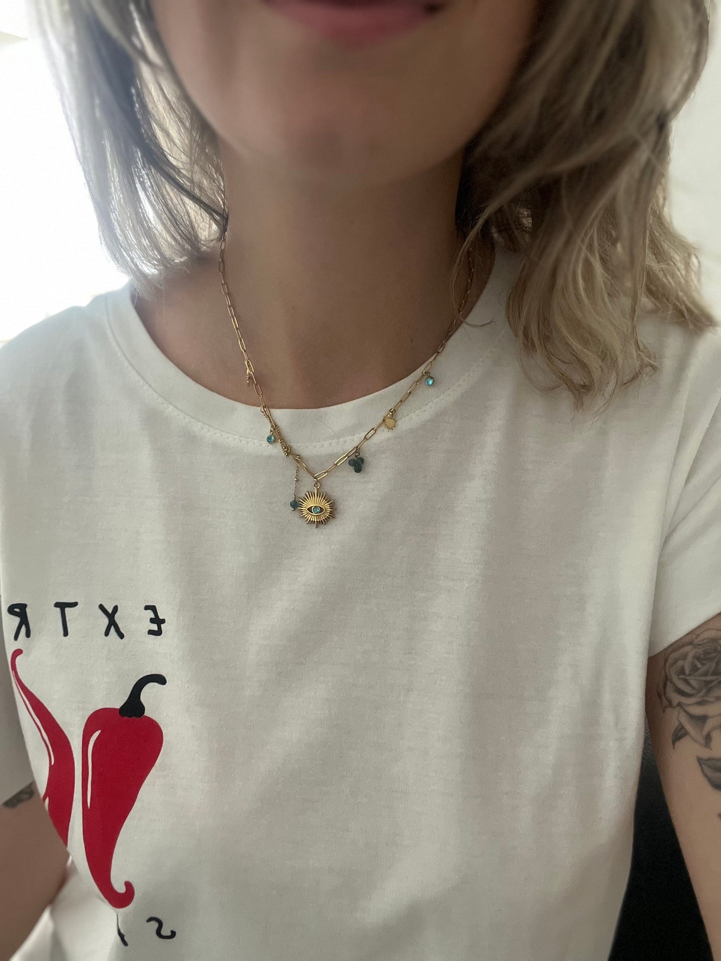 Collier couleur or, en acier, inoxydable, résiste à l’eau chaîne avec breloques
