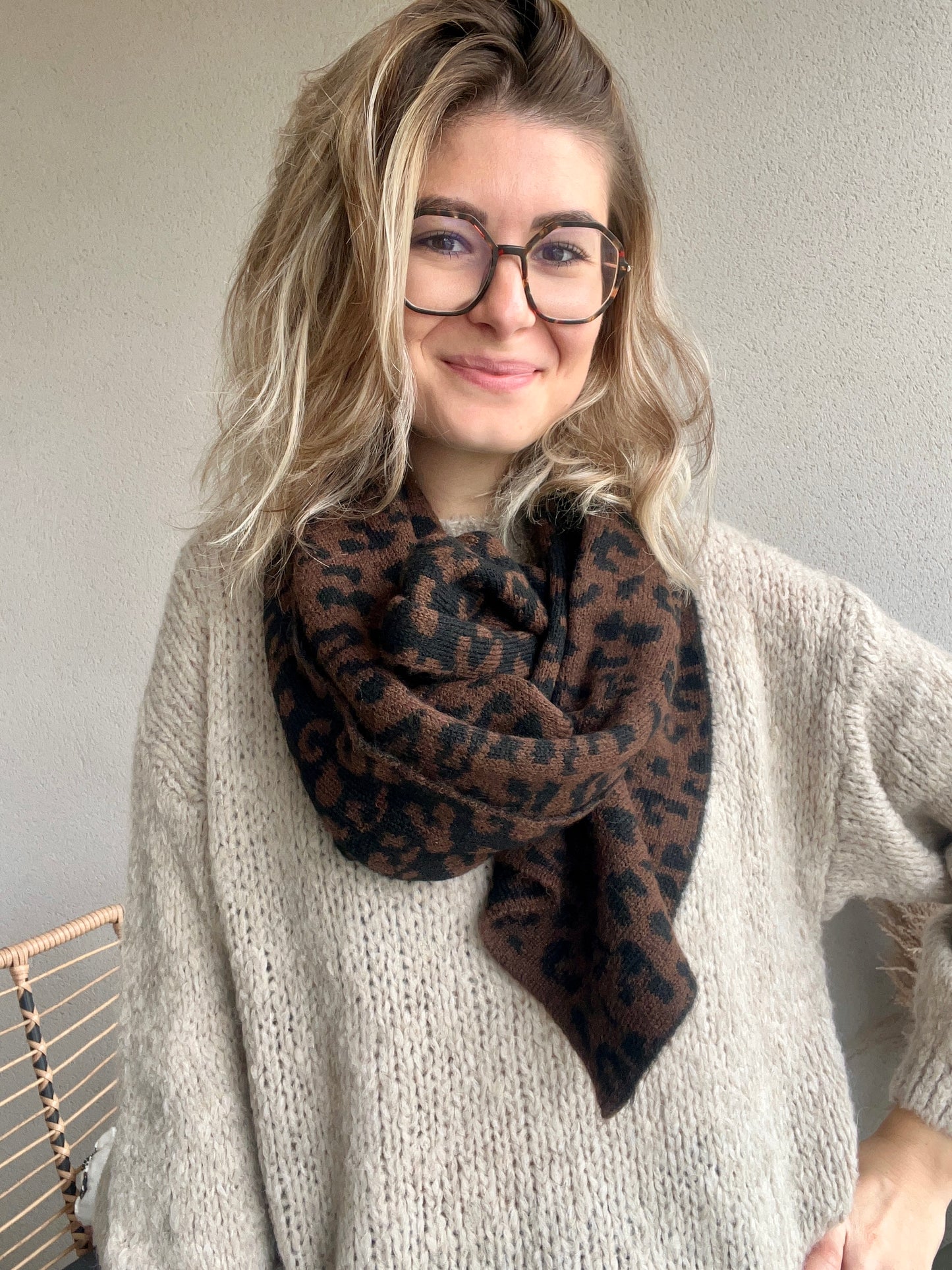 Écharpe pour femme à motifs léopard en laine, hyper douce