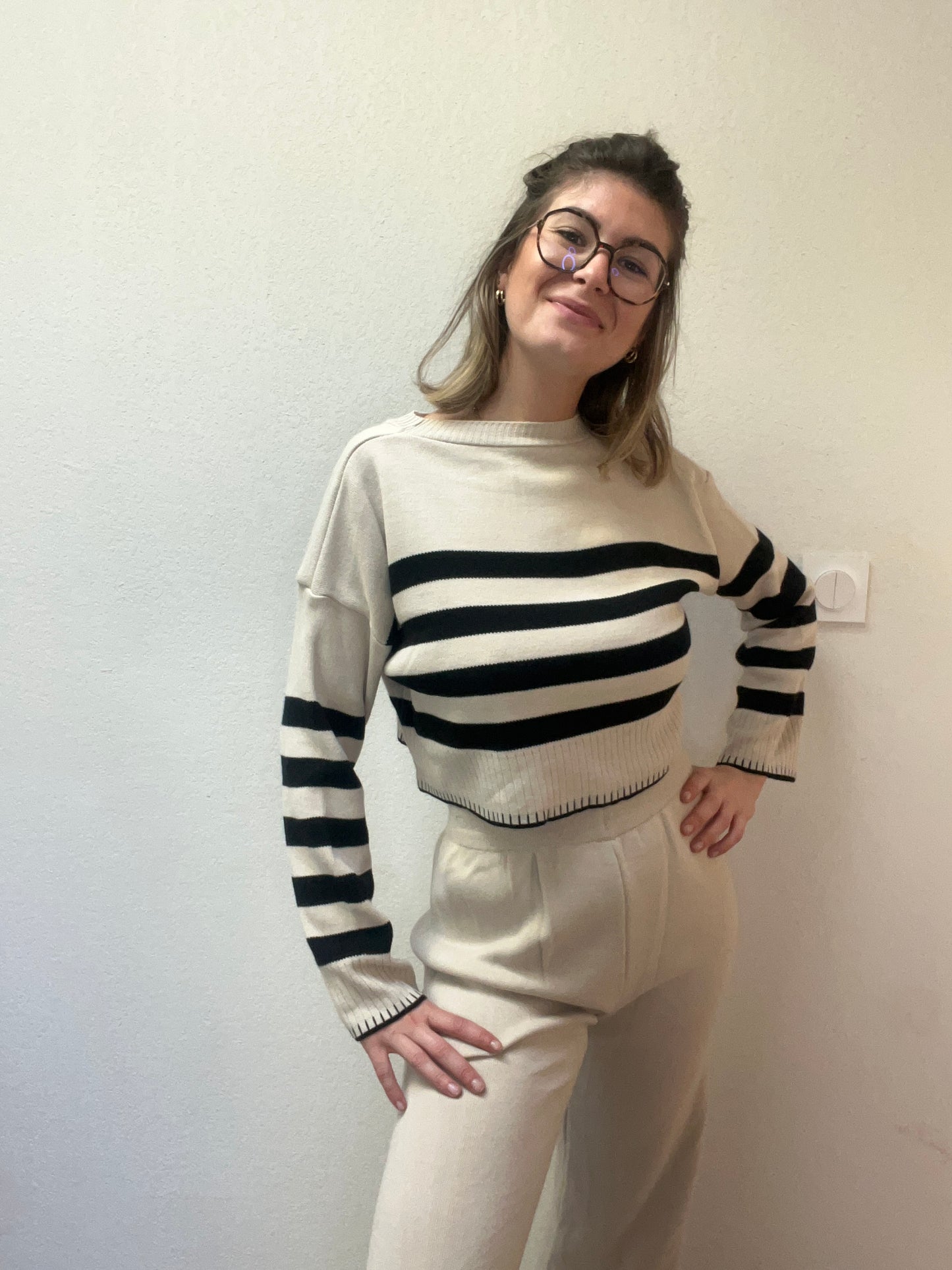 Ensemble à rayures fin pour une journée cocooning