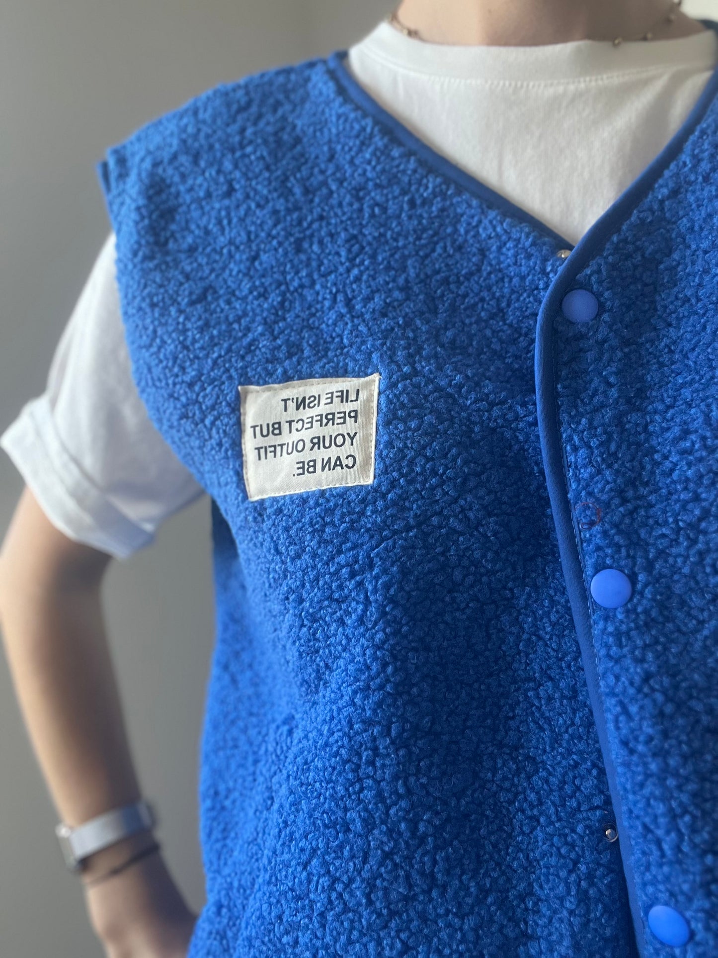 Gilet Pour femme avec boutons sur le devant, moumoute très doux