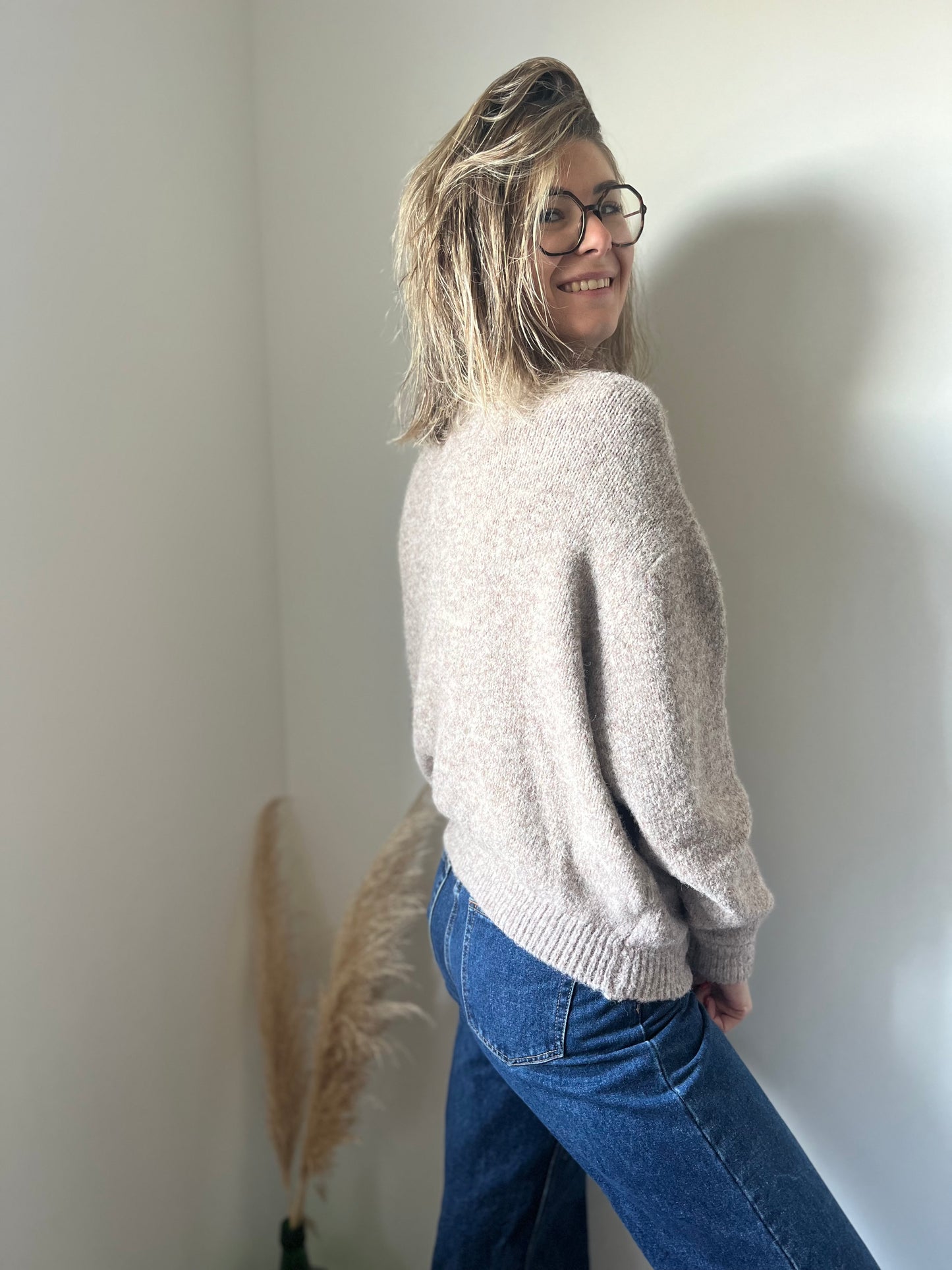 pull de coter pour femme de couleur taupe