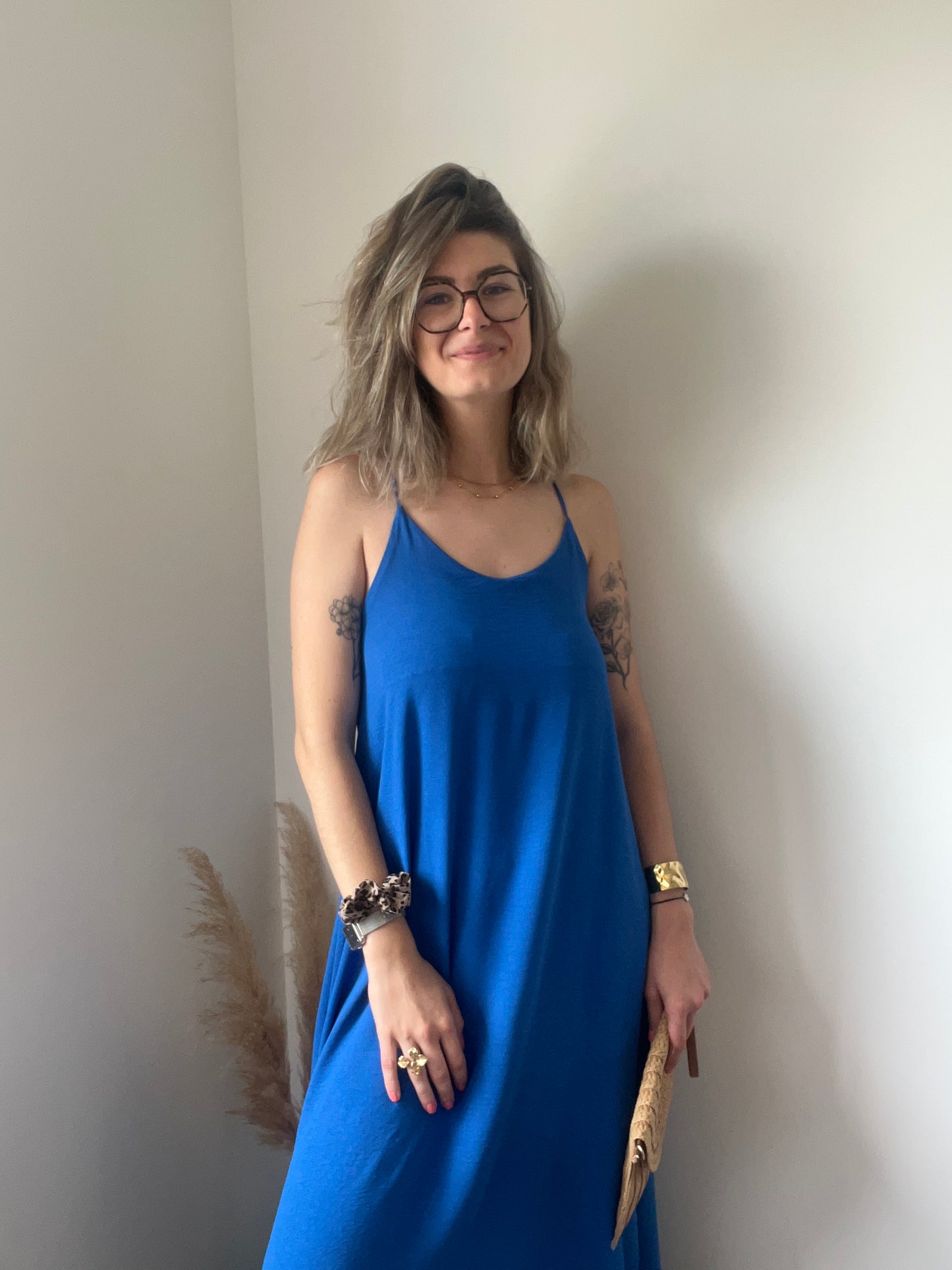 longue et fluide couleur bleu roi