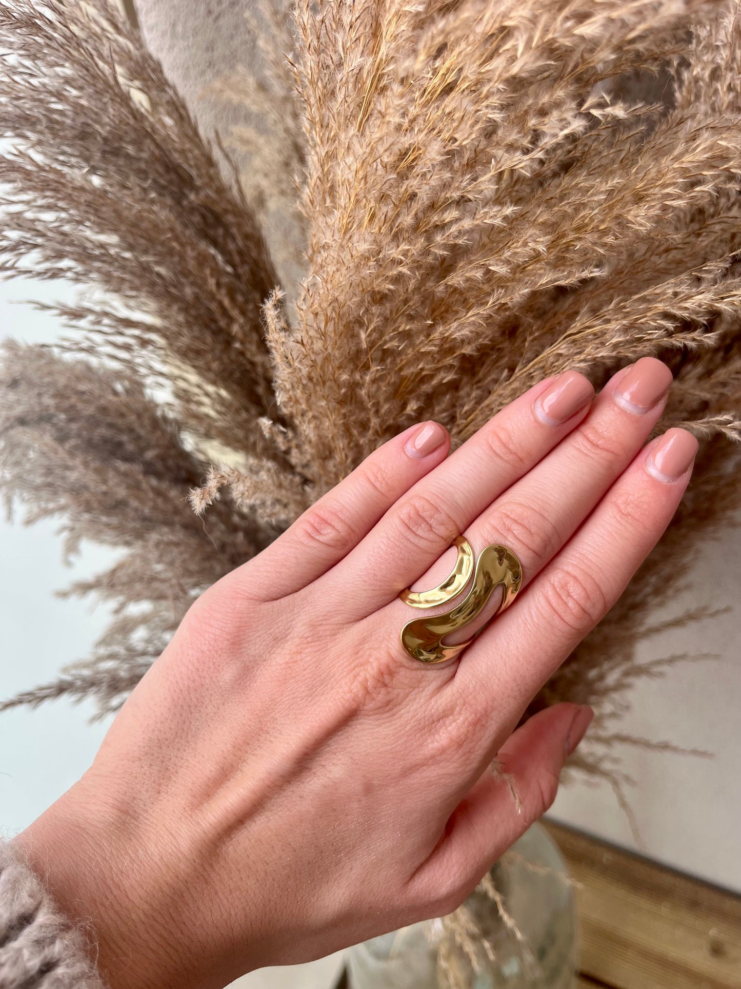 bague pour femme en acier inoxydable de couleur or 