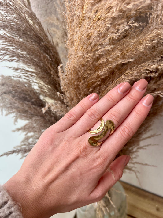 bague pour femme en acier inoxydable de couleur or 