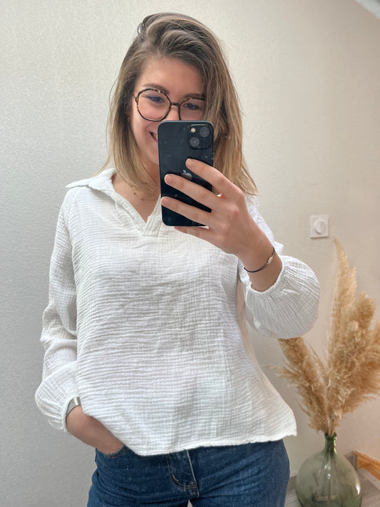 matière en gaze de coton couleur blanc