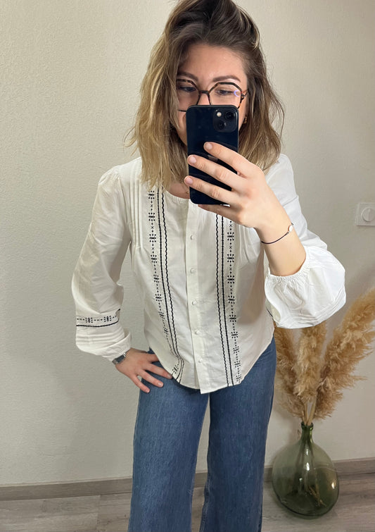 Blouse Romy blanche brodé 