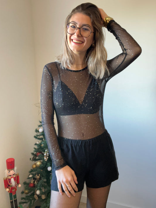 Body Romane, transparent avec Paillettes