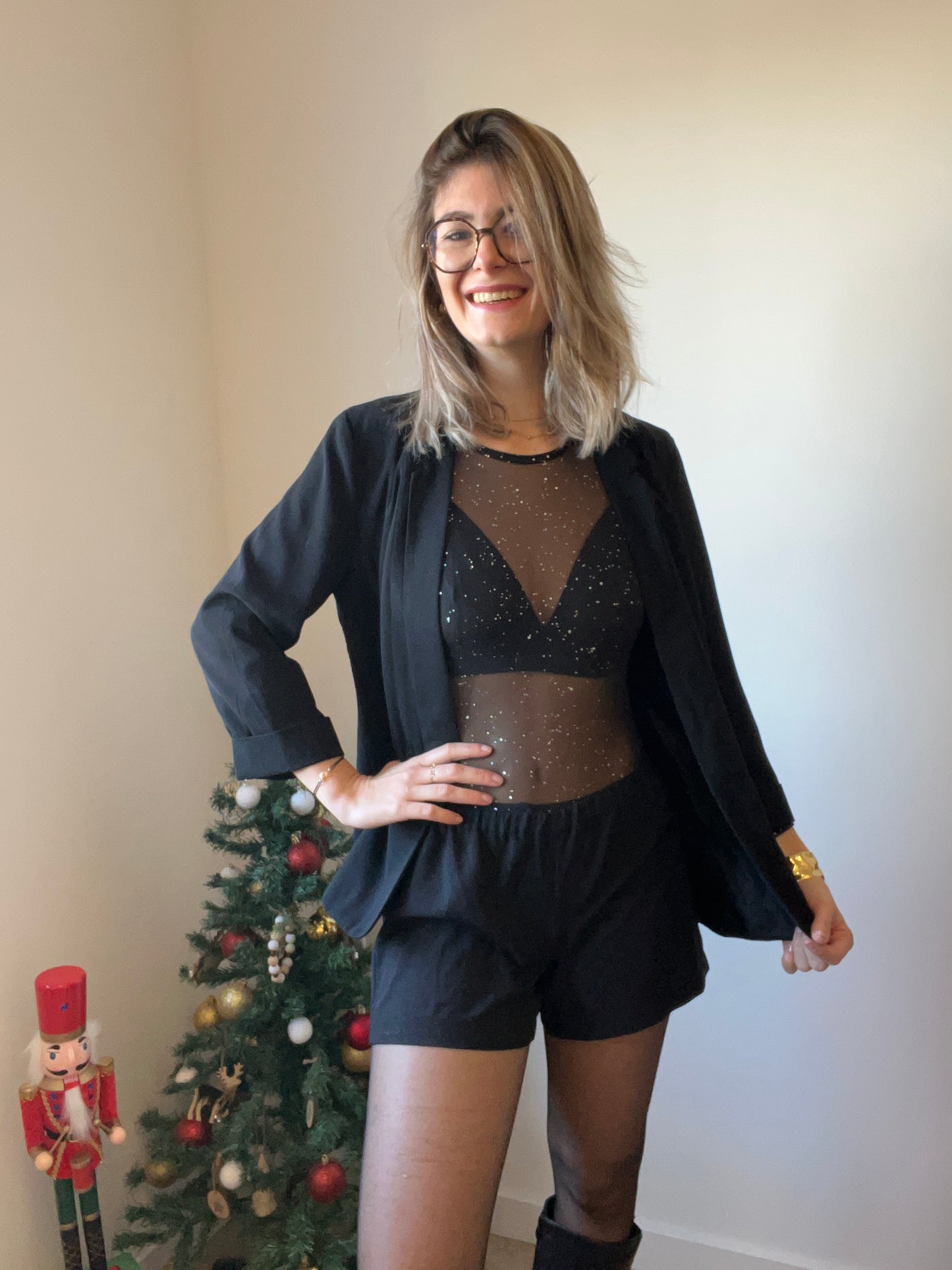 Body de couleur noir pour femme et adolescente en taille unique, transparent