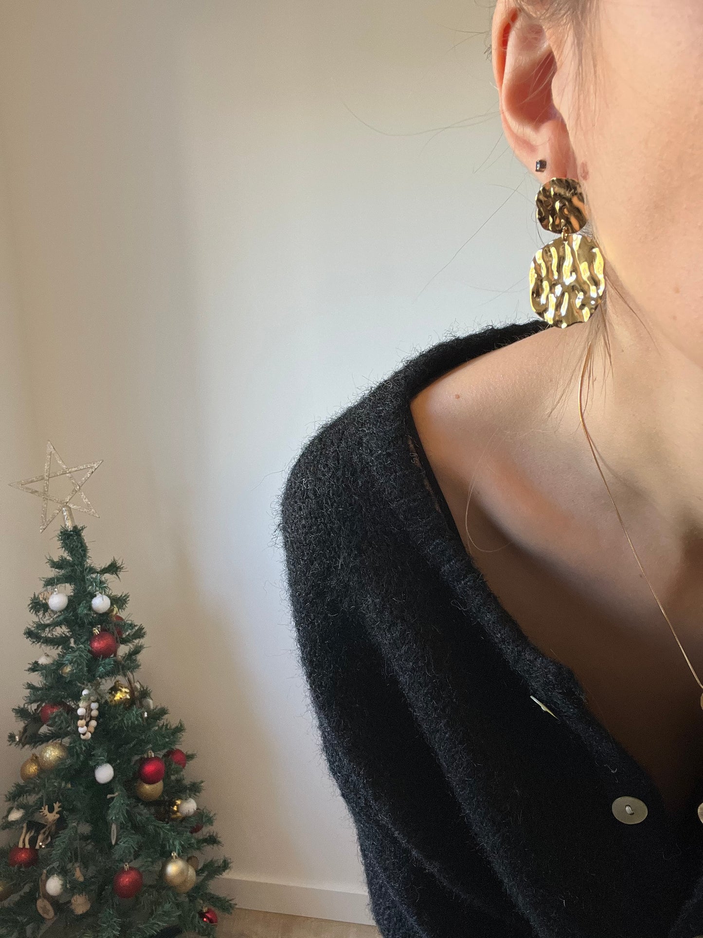 Boucle Eva, pendante effet matelassé ne bouge pas, résiste à l’eau