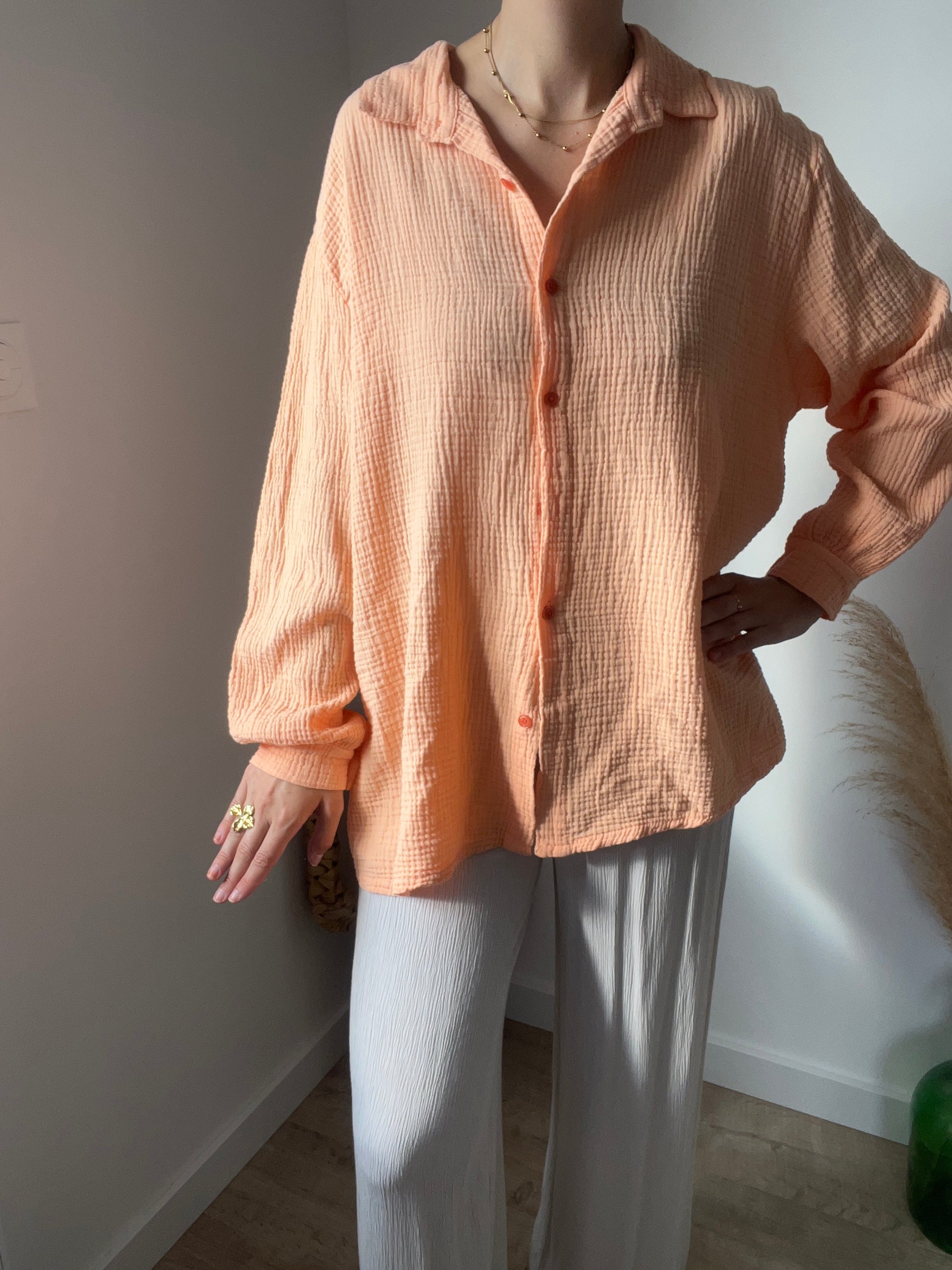 Boutons sur le devant manches longues effet oversize 