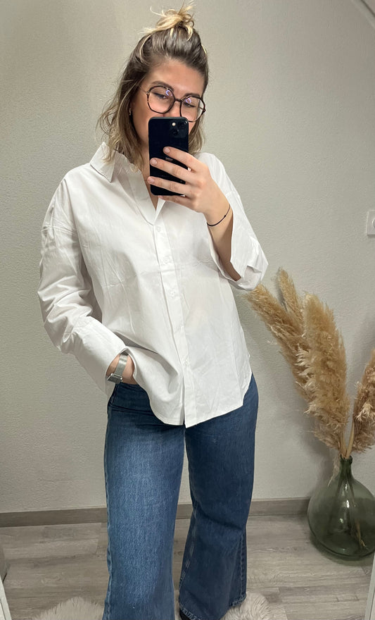 Chemise en coton, couleur blanche