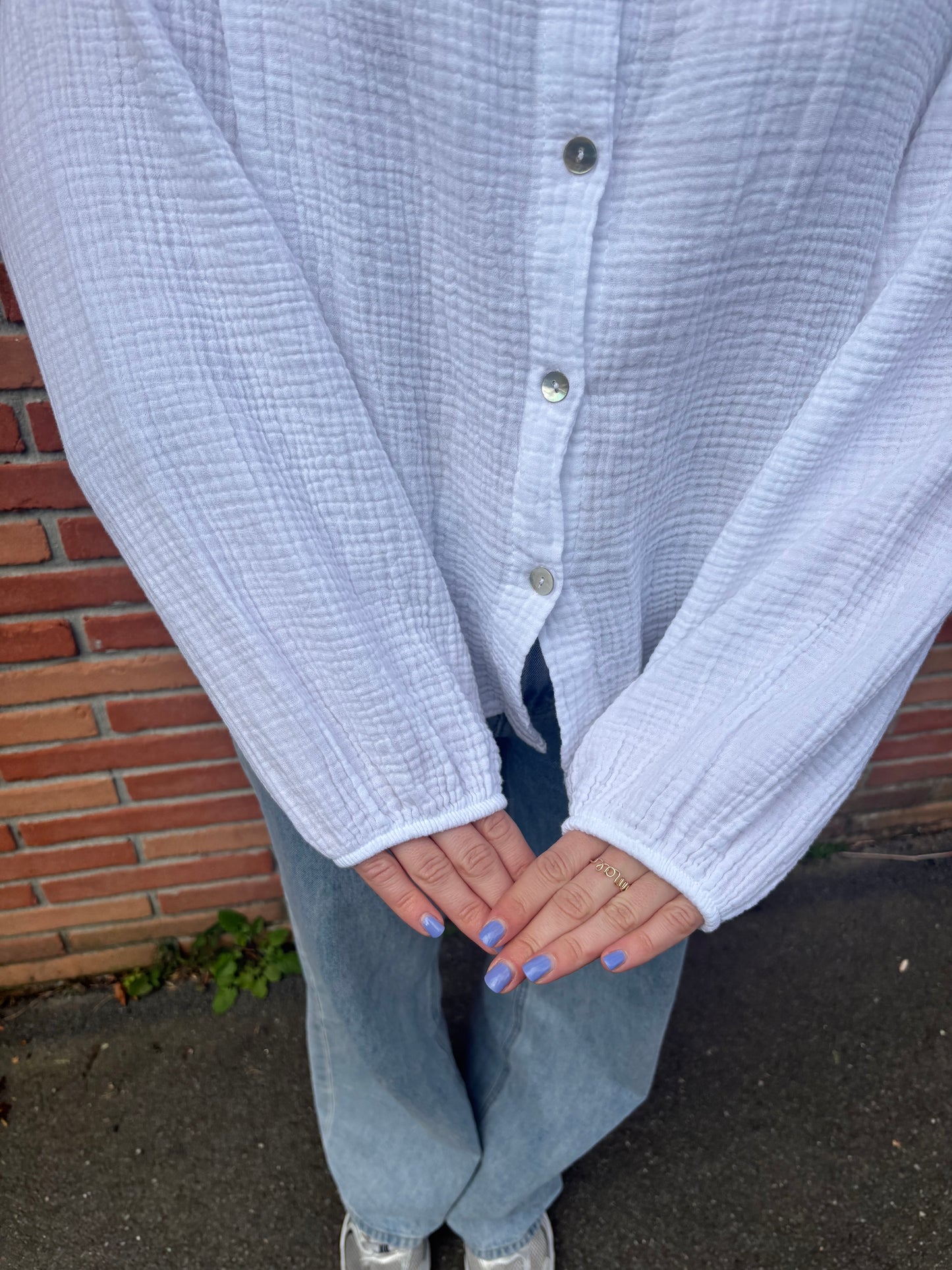 Chemise blanche bohème pour femme en gaze de coton