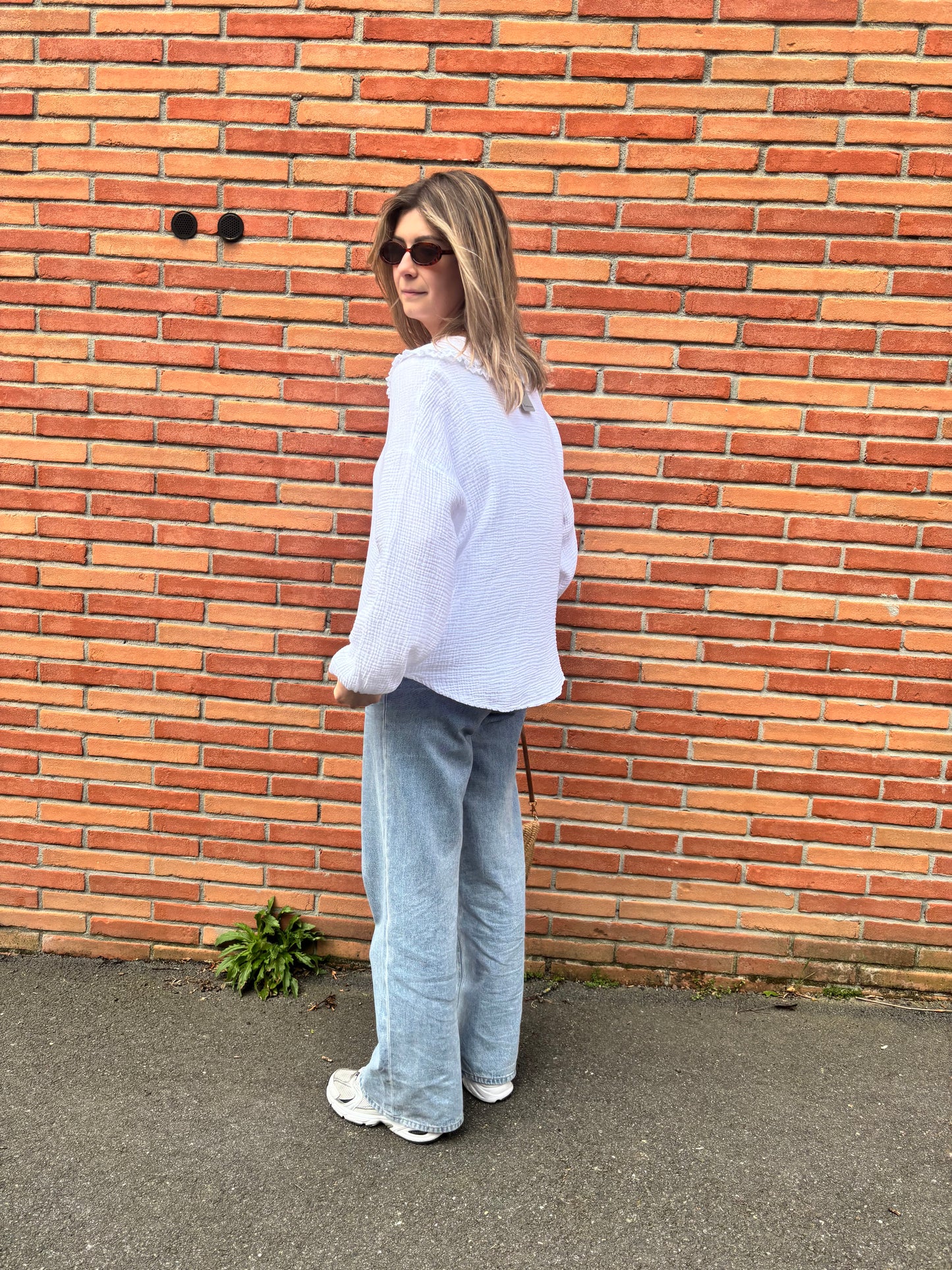 Chemise blanche casual femme en gaze de coton