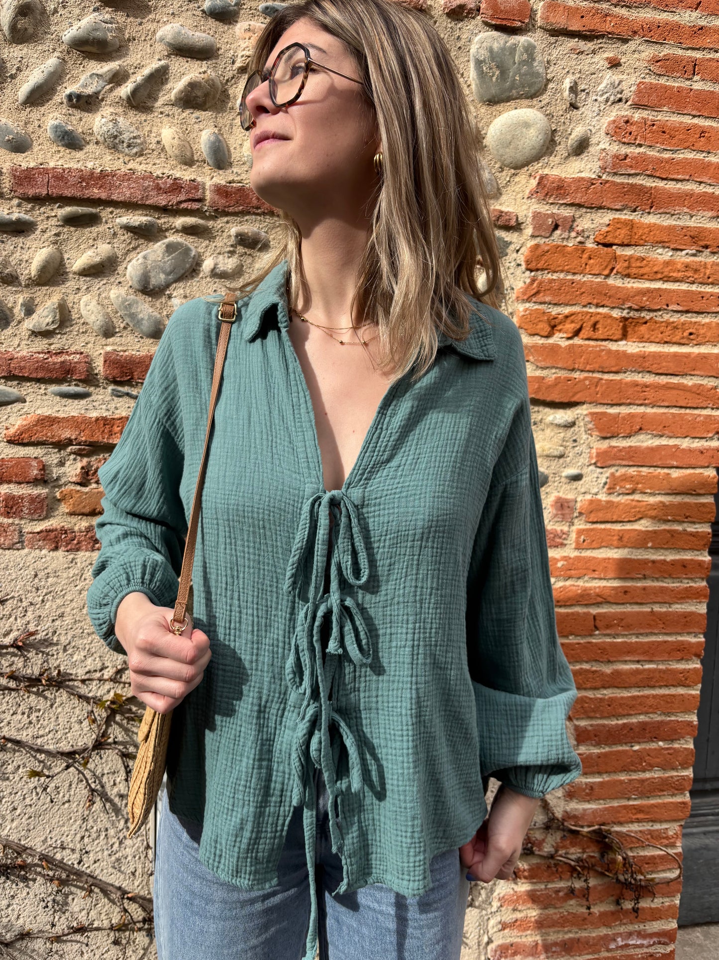 Chemisier tendance  Pour femme en gaze de coton hypr agréable a porter pour l’ete 