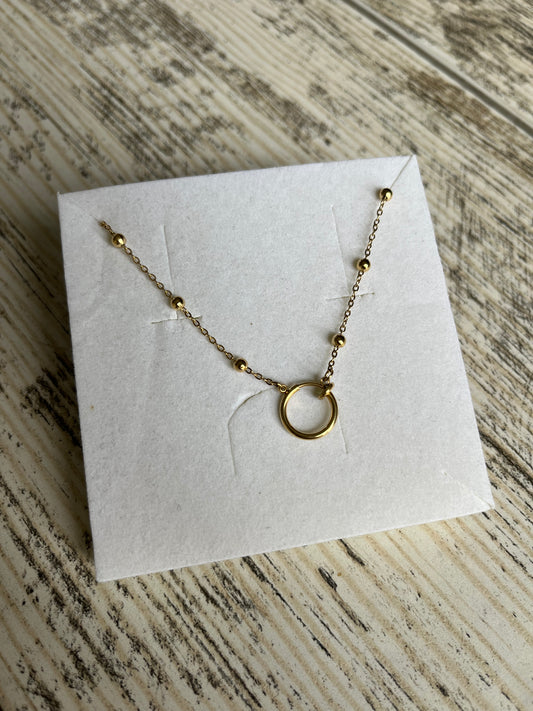 Collier couleur or perle en acier inoxydable 