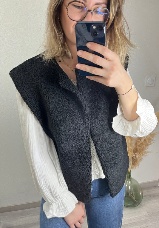 Gilet noir sans manche très doux 