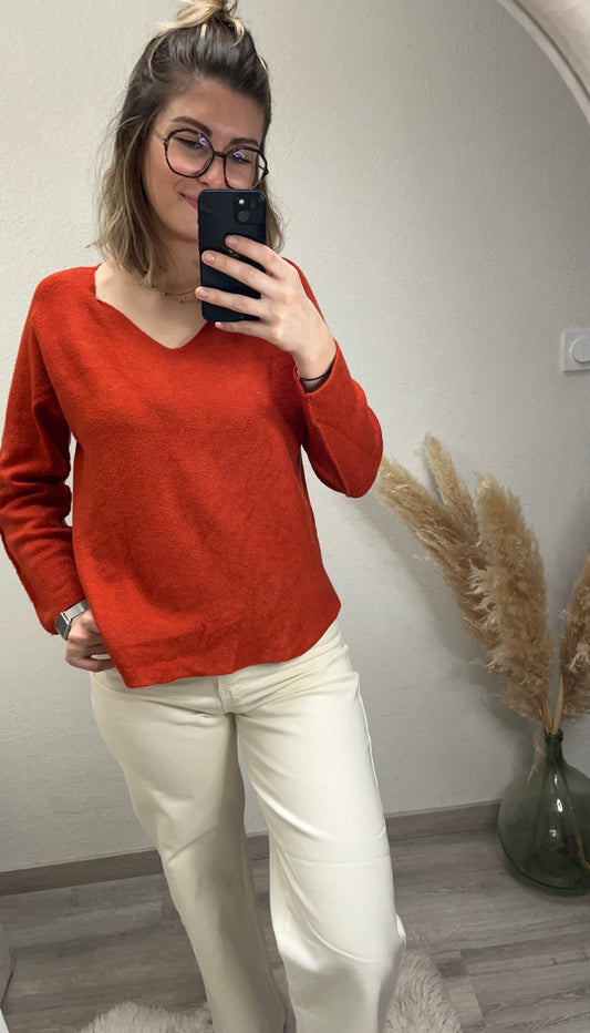 Pull fin, couleur brique agréable à porter