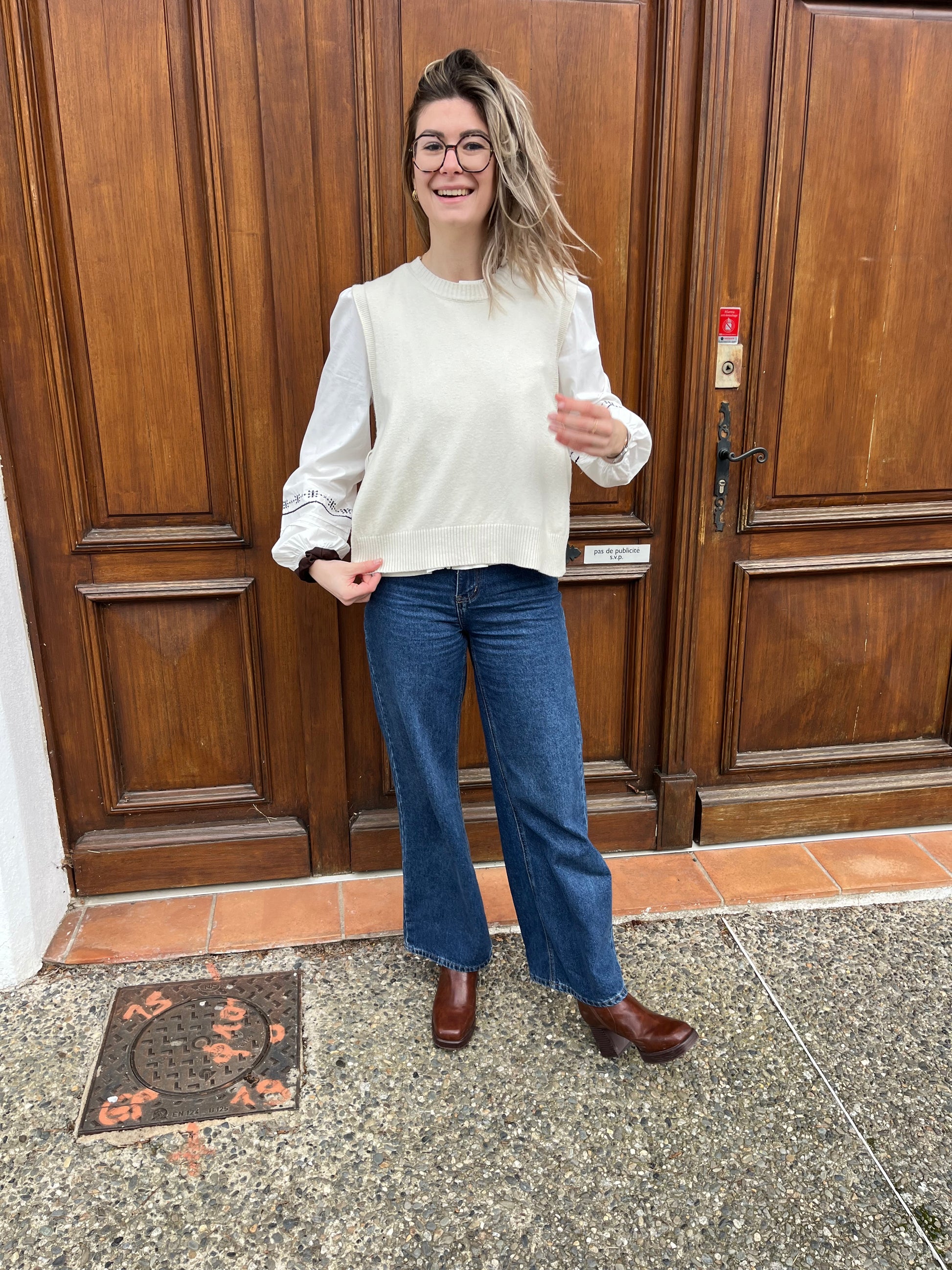 Pull sans manches très doux pour femmes peut se porter seul ou sur une chemise