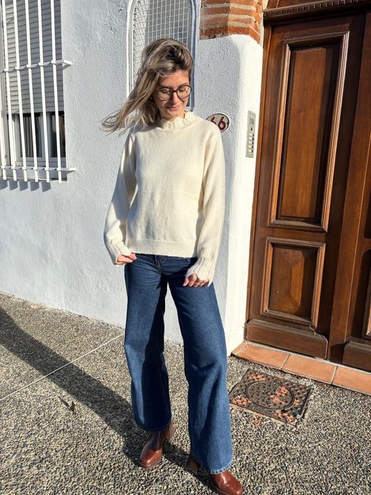 Pull élégant pour femme de couleur écrue très chic pour un look occasionnel quotidien