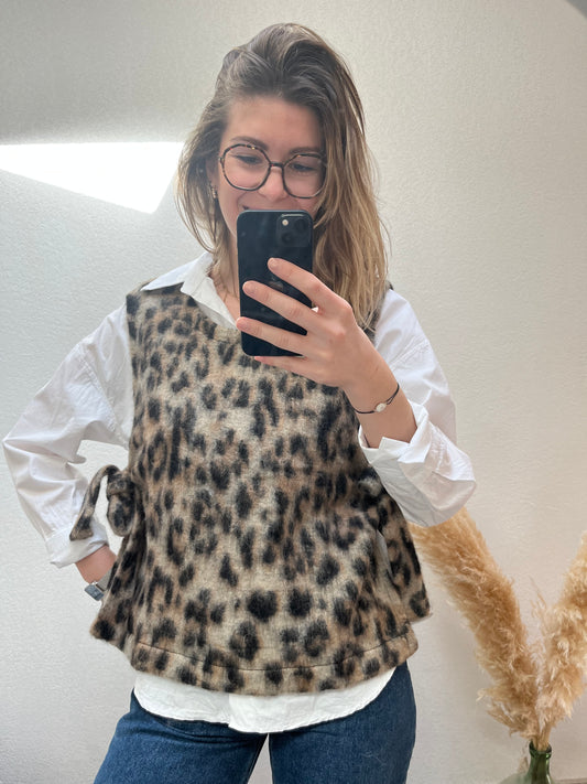 pull très doux, épais, motifs léopard