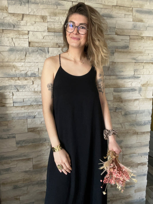 Robe, longue noire, taille unique
