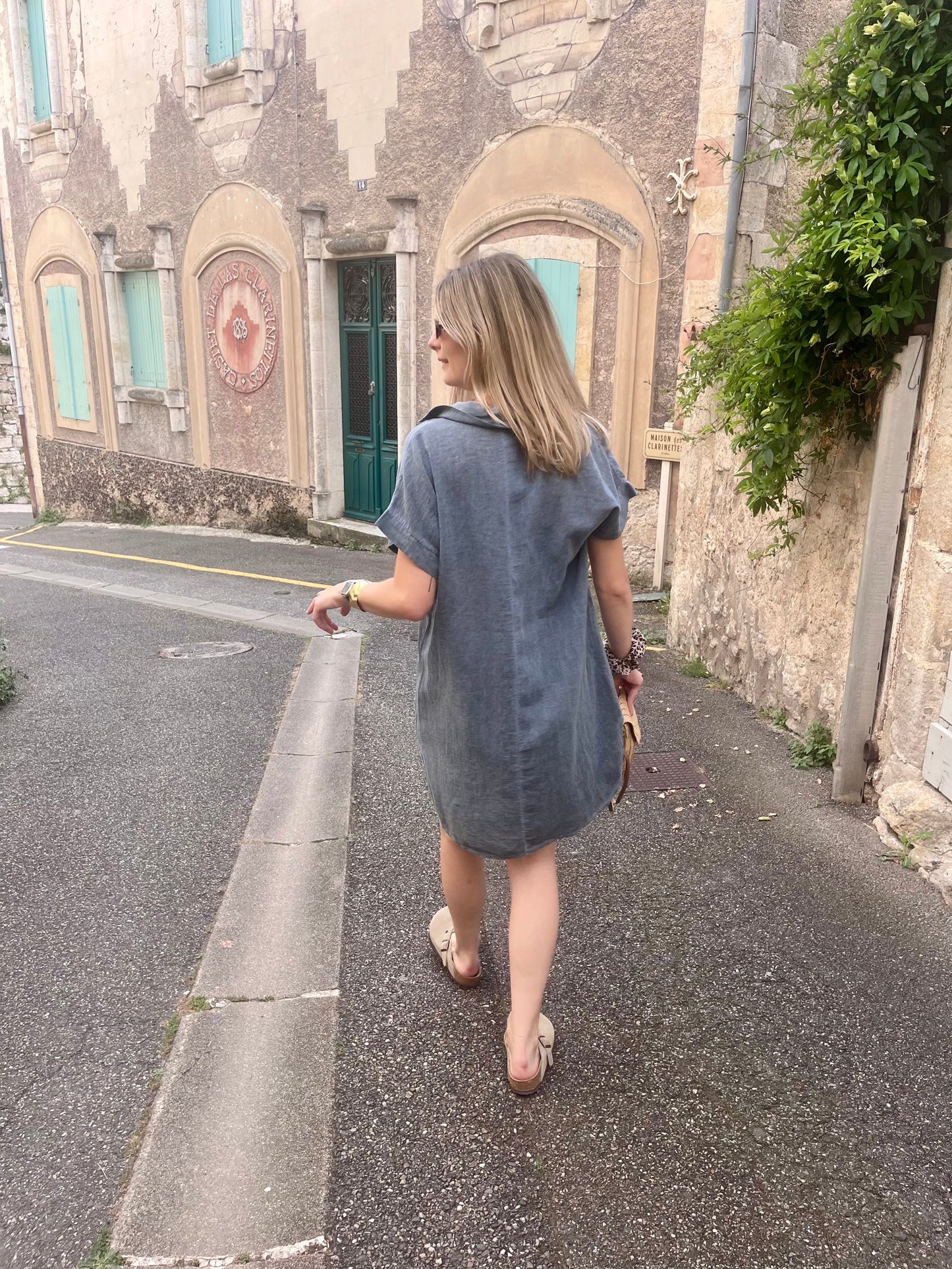 Robe pour femme effet jean en coton large sur le derrière légère et agréable pour les beaux jours 