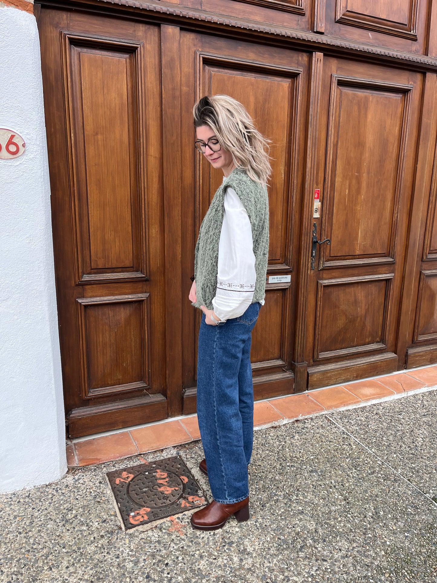Veste pour femme de couleur Kaki ouverte sur le devant 