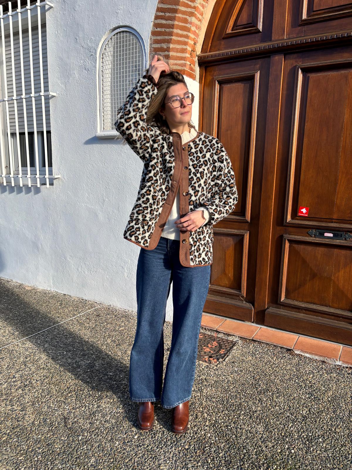 Veste pour femme, manches longues de couleur léopard, hyper tendance