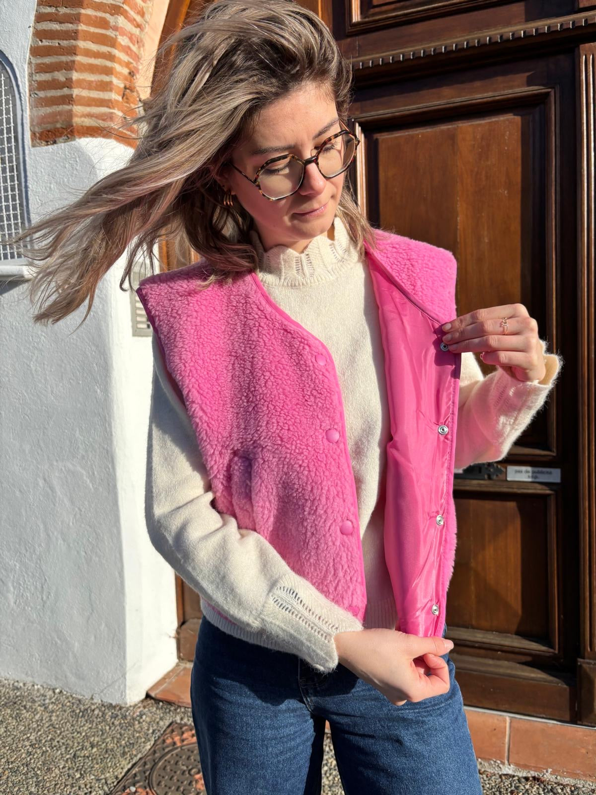 Veste pour femme, taille unique, très agréable, porter très de couleur rose