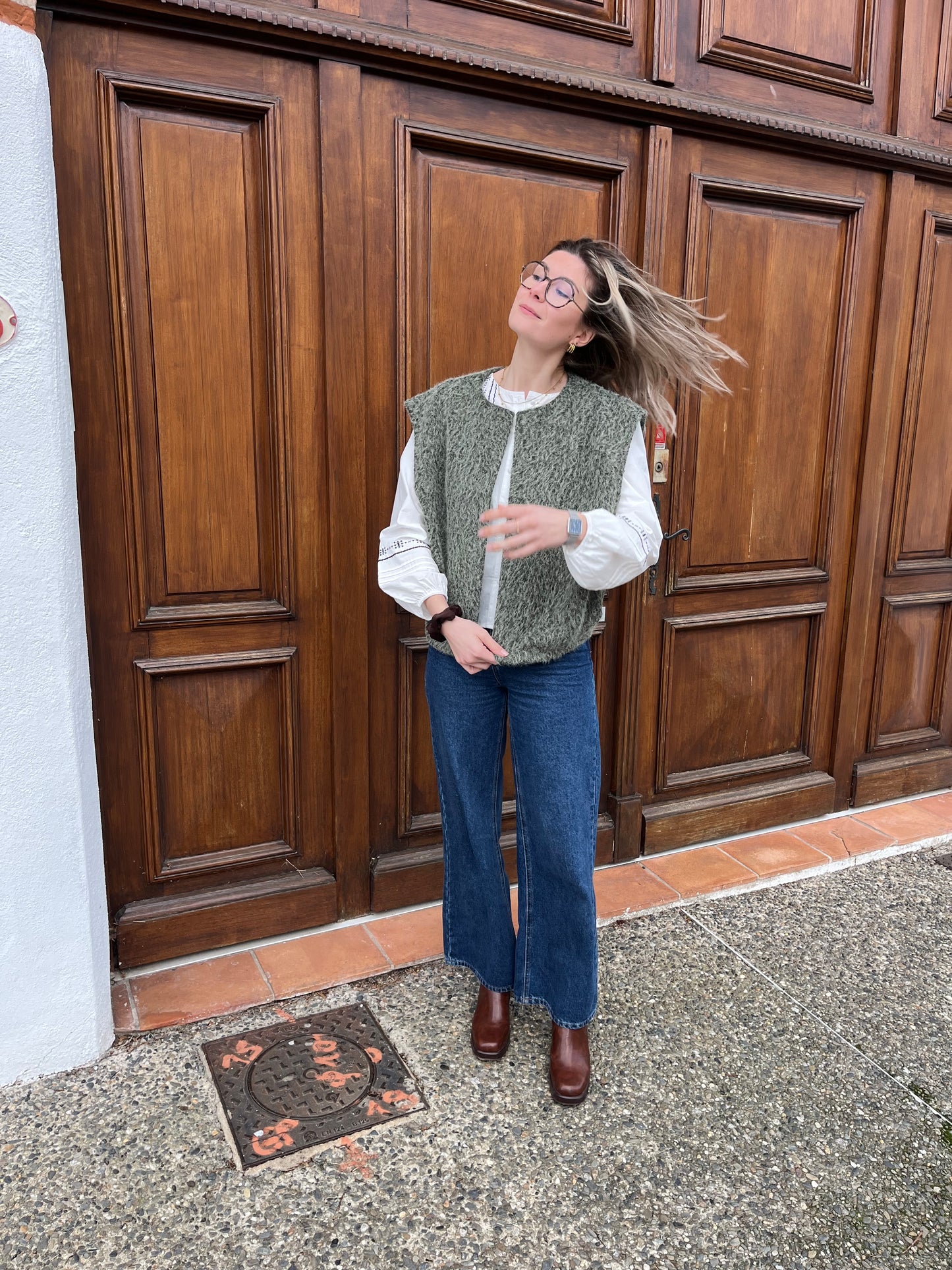 Veste sans manches pour femme de couleur kaki 