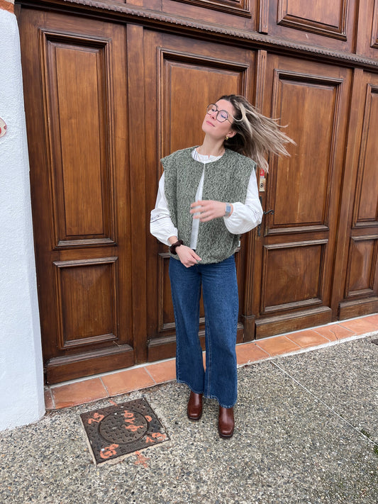 Veste sans manches pour femme de couleur kaki 