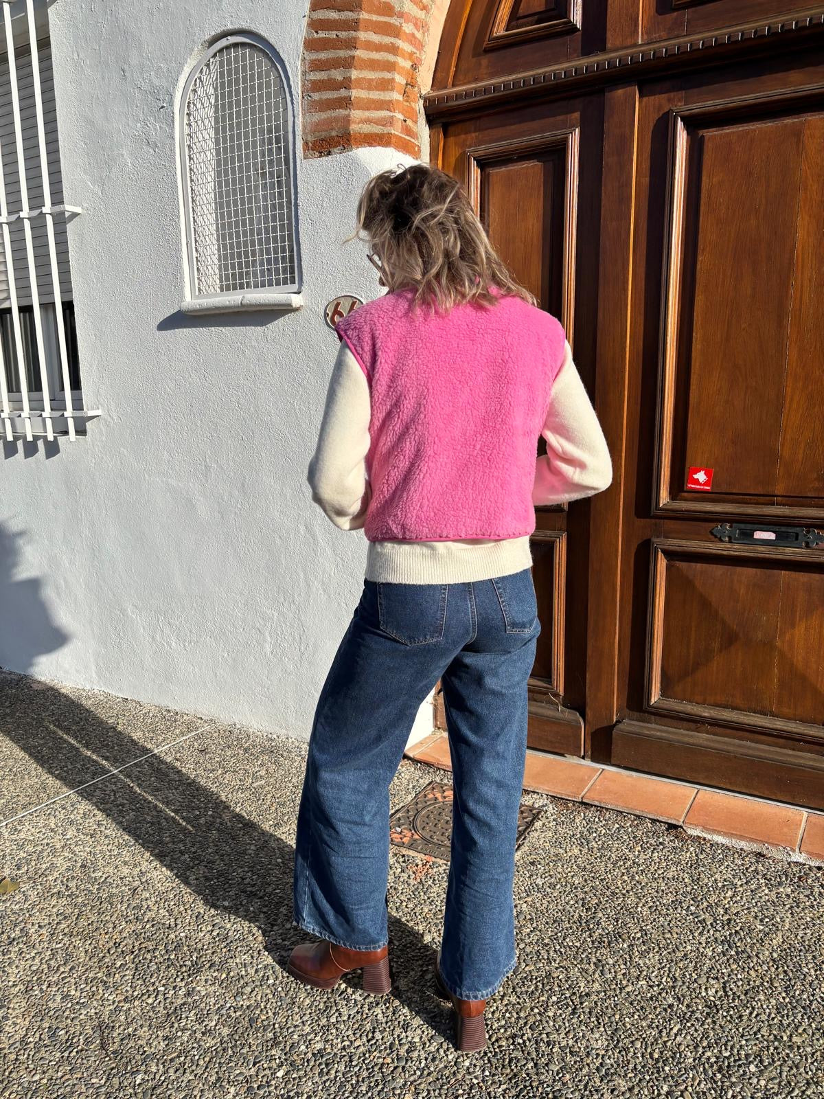 Veste rose sans manches pour femme et adolescentes hyper tendance 