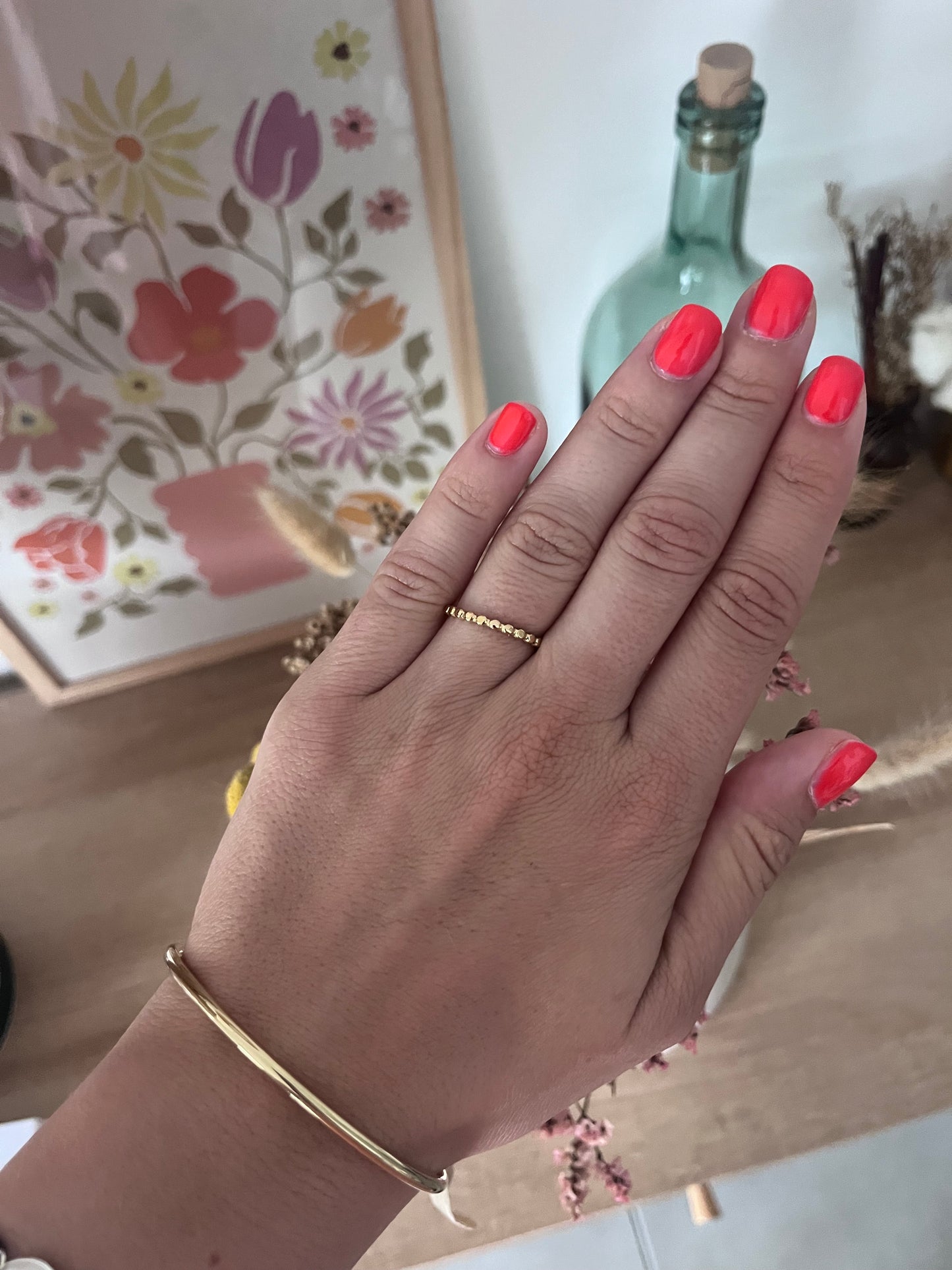 Bague fine pour femme de couleur or taille réglable 