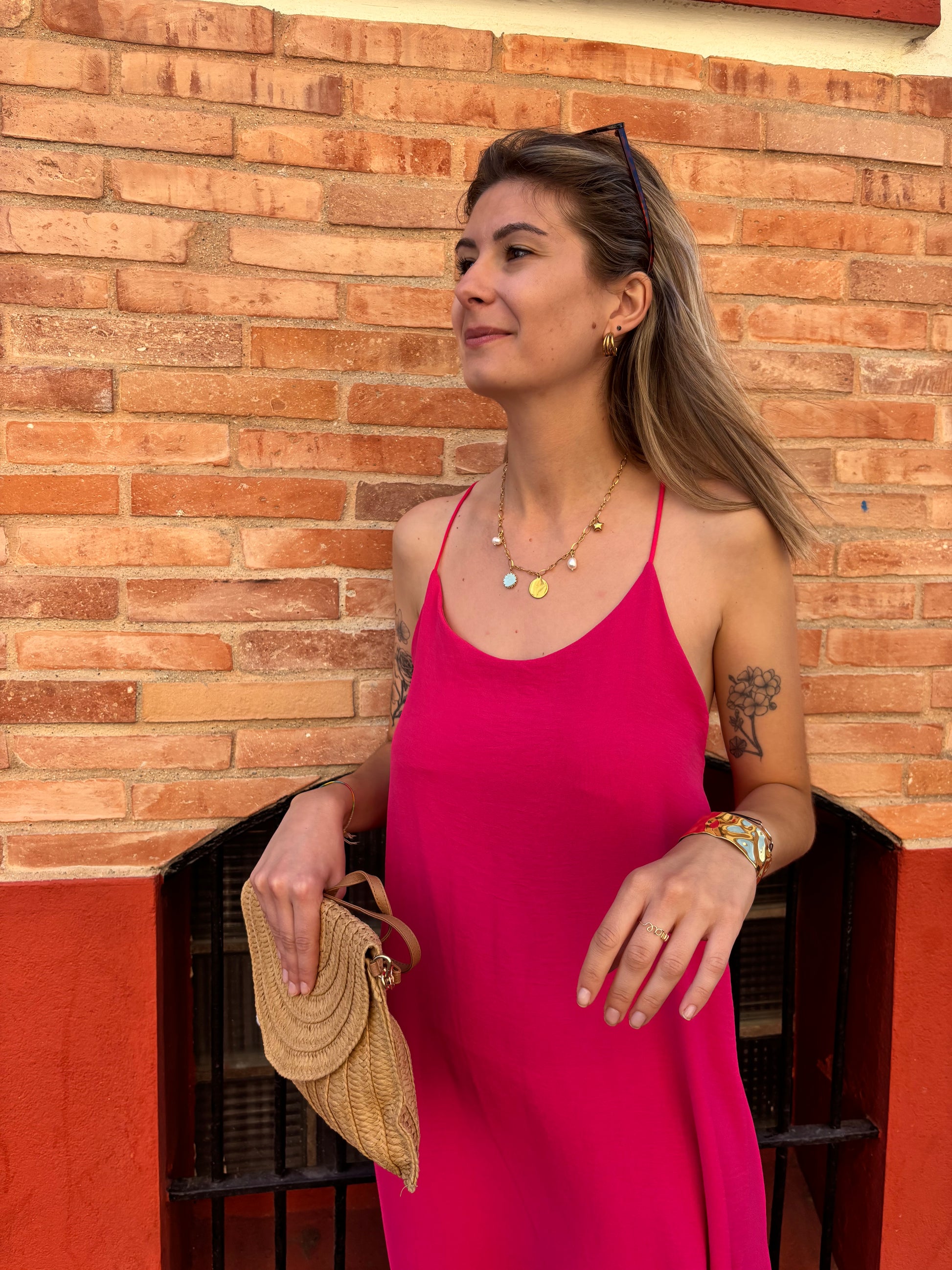 robe femme de couleur fushia longue