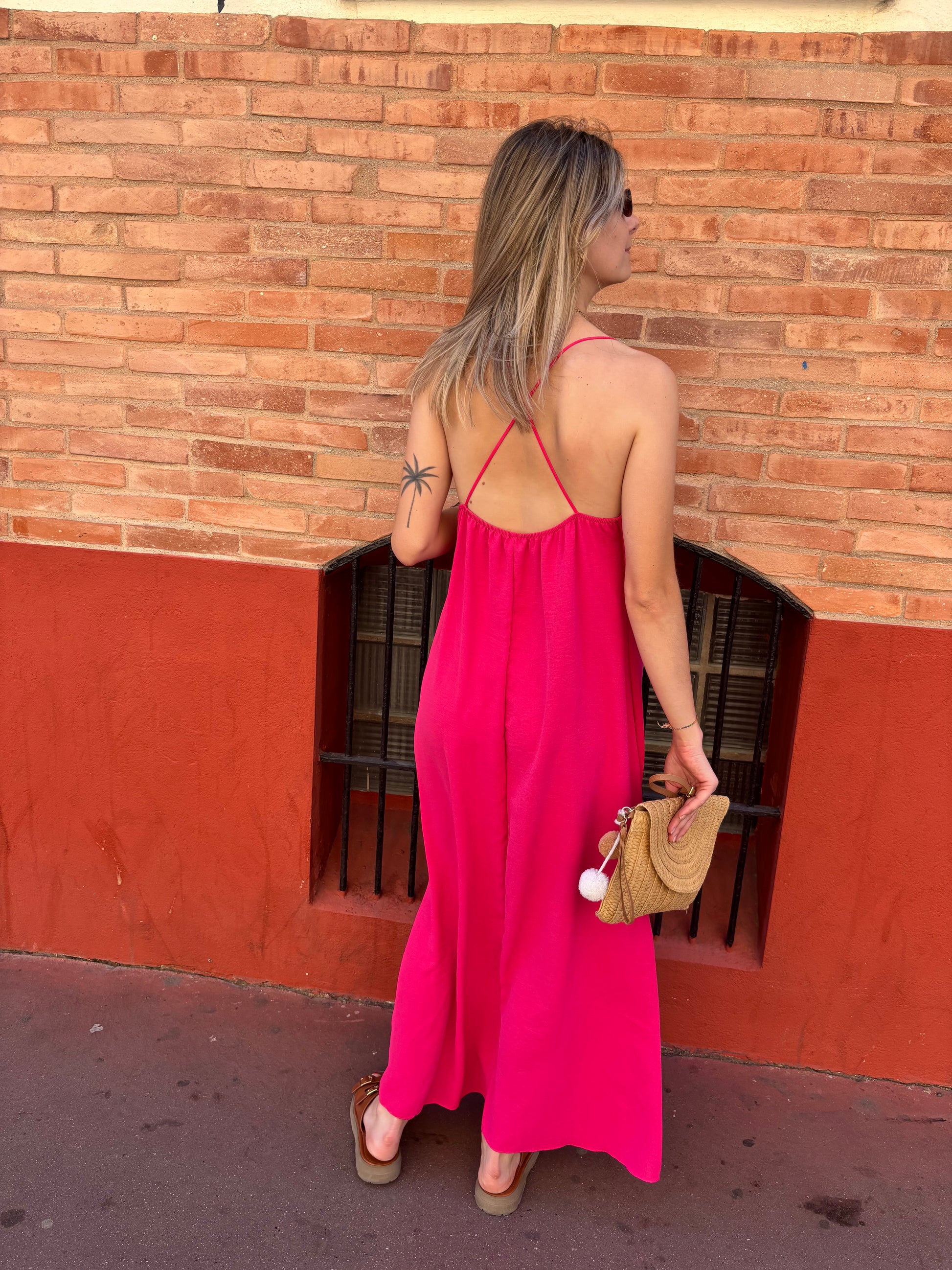 robe longue pour femme de couleur rose fushia taille unique hyper agreable et elagante a porter