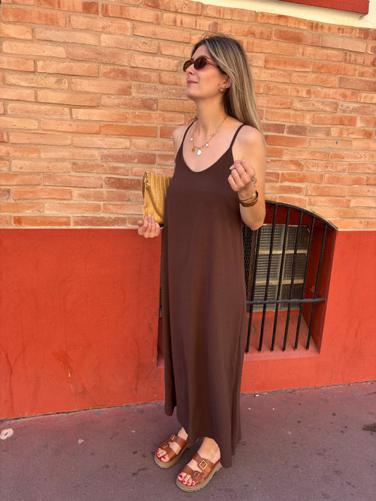 robe longue marron pour femme et ado hyper tendance et confortable