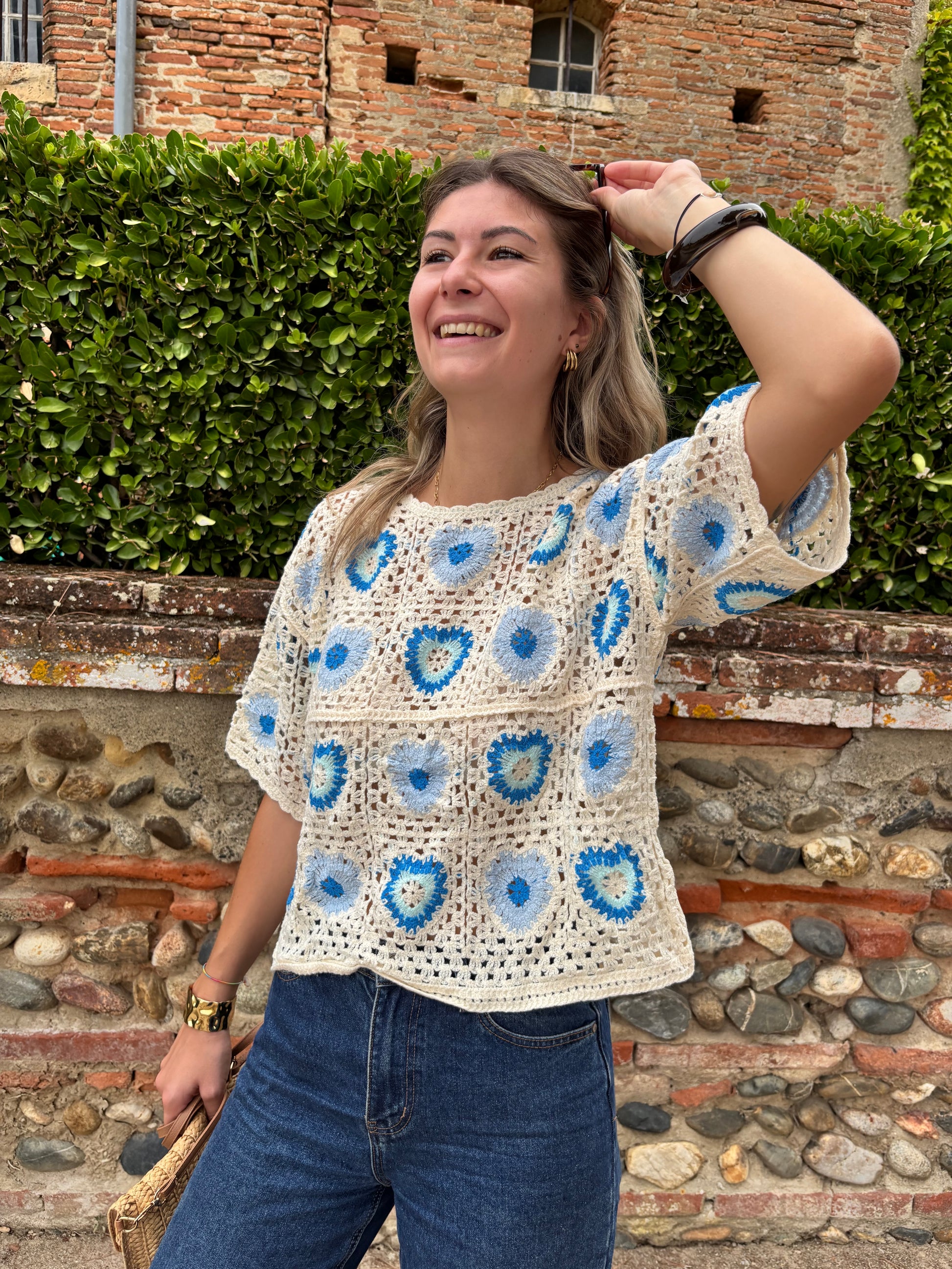 t-shirt en crochet pour femme coupe un peu oversize taille unique