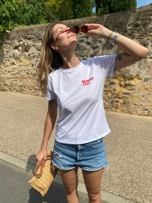 tshirt imprimé pour femme en coton de couleur blanc